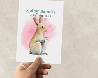 Bunny Rabbit Sticker Book | Nature stickers | Watercolour Bunnies