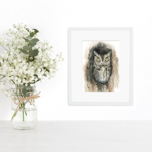 Eastern Screech Owl Watercolor Painting art print image 5