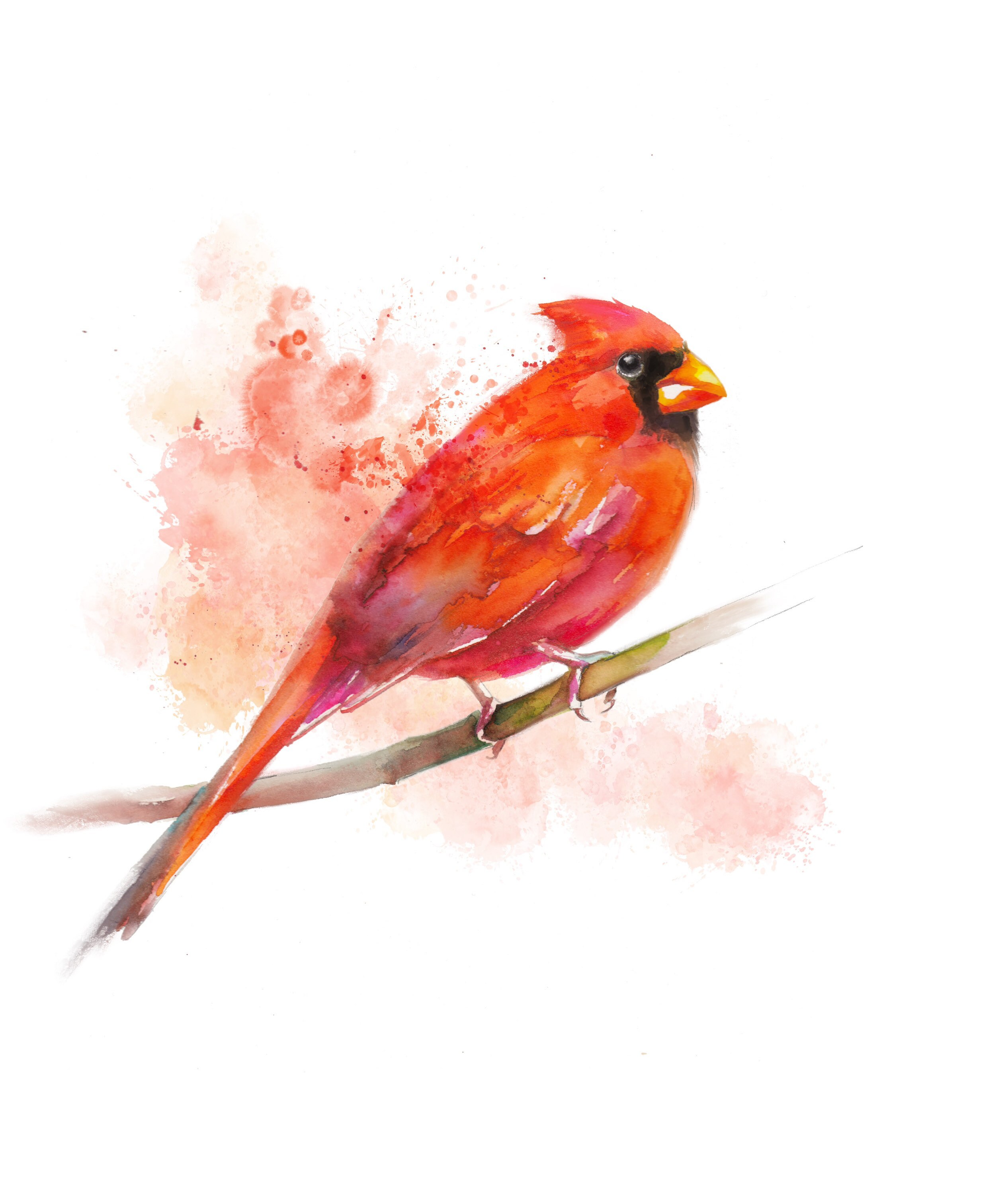 Cardinal print watercolor painting | Etsy