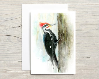 Pileated Woodpecker watercolor greeting card