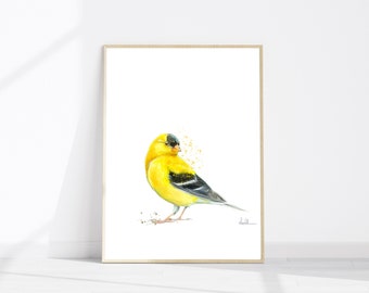 American Goldfinch Painting | yellow bird wall art