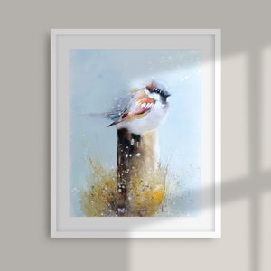 House Sparrow watercolour painting bird PRINT