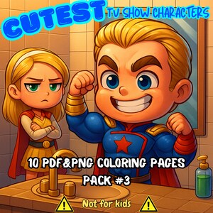 TV Series Characters Coloring Book: Cozy Chibi Art, Stress Relief (Digital Download, PDF & PNG)