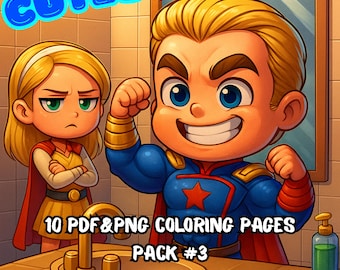 TV Series Characters Coloring Book: Cozy Chibi Art, Stress Relief (Digital Download, PDF & PNG)