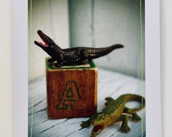 Vintage Toy  A is Alligator   Art/Photo - Wall Art 4x6