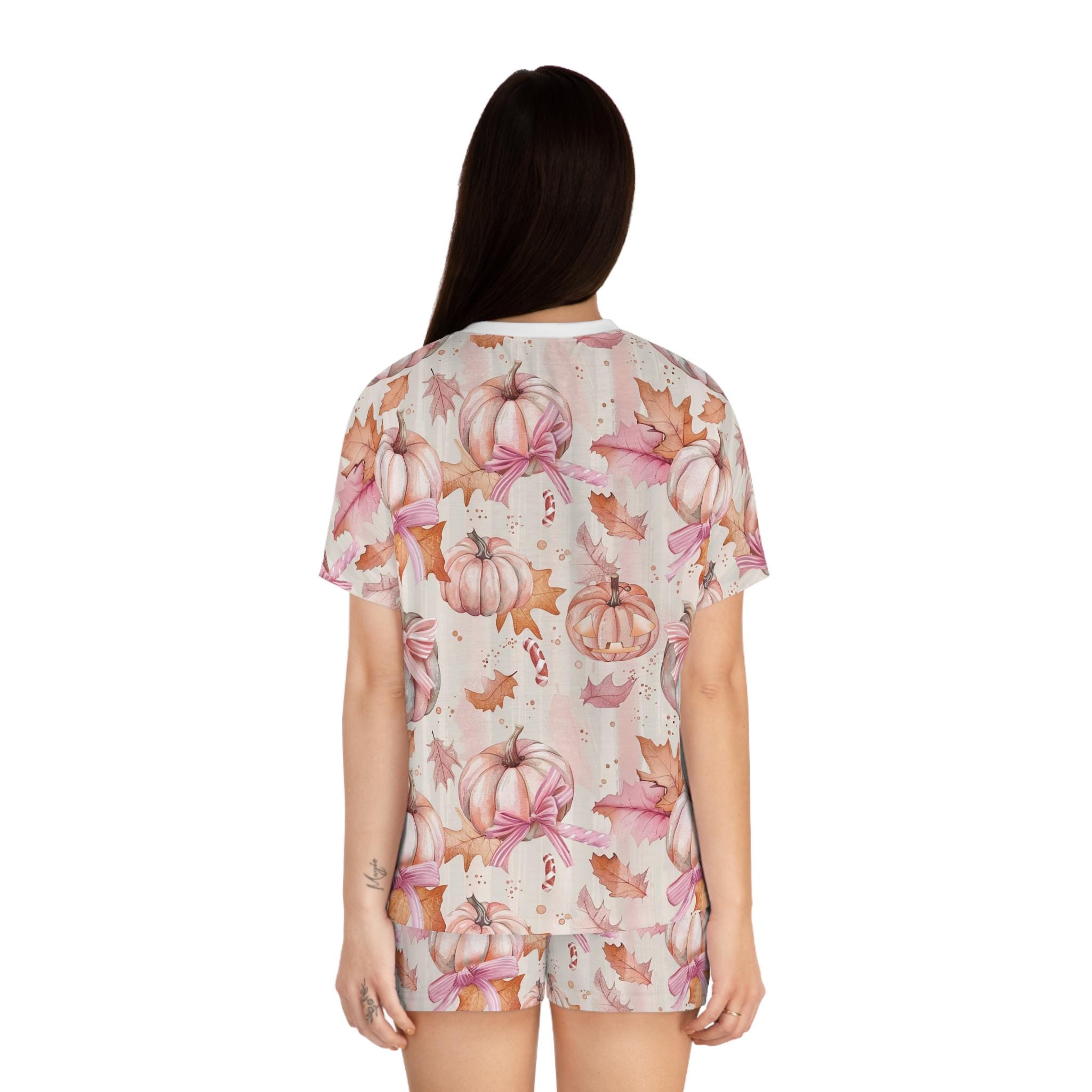 Halloween Pyjama Damen Schlafanzug Set Kurz Kürbis Produktbild-Vorschau 3