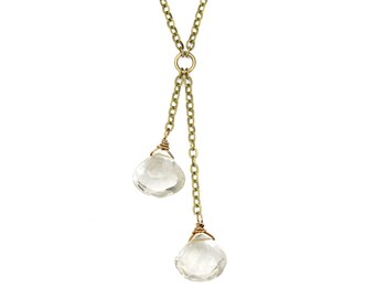 Trapsgewijze kristallen EDGY PETAL Clear Quartz halfedelstenen ketting antieke koperen ketting