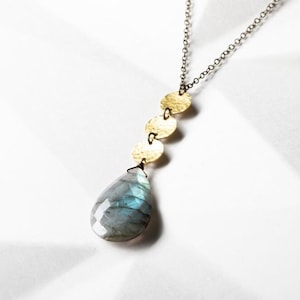 Labradorite Triple Disc Long Necklace