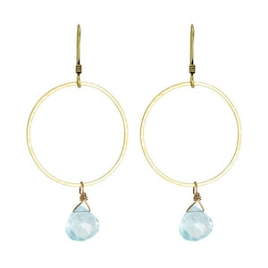 Blue Topaz Hoop Earrings