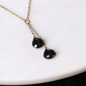 Black Onyx Double Chain Drop Necklace
