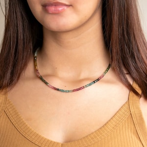 Beaded Watermelon Tourmaline Necklace