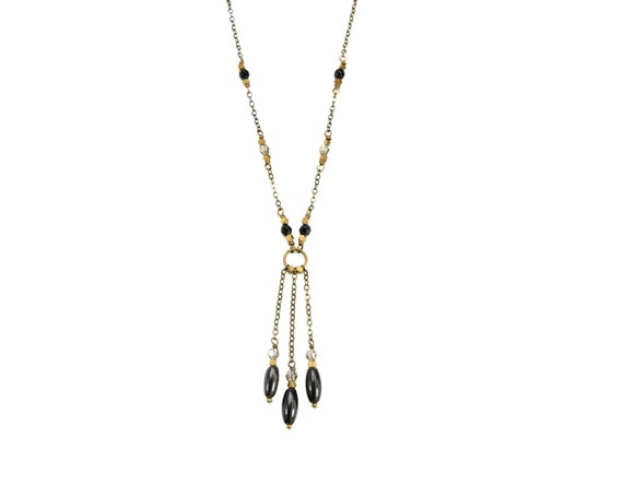 Dahlia EDGY PETAL Necklace Black Onyx and SWAROVSKI Crystal | Etsy