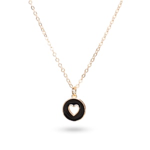 Weiche Goth schwarzes Herz Ausschnitt Gold und Emaille Choker Halskette