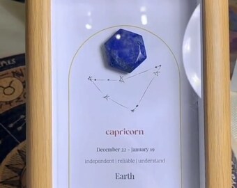 Twelve Constellations gift, gift for healing heart, heart healing gift with crystal, crystal gift with frame, framed gift for healing heart