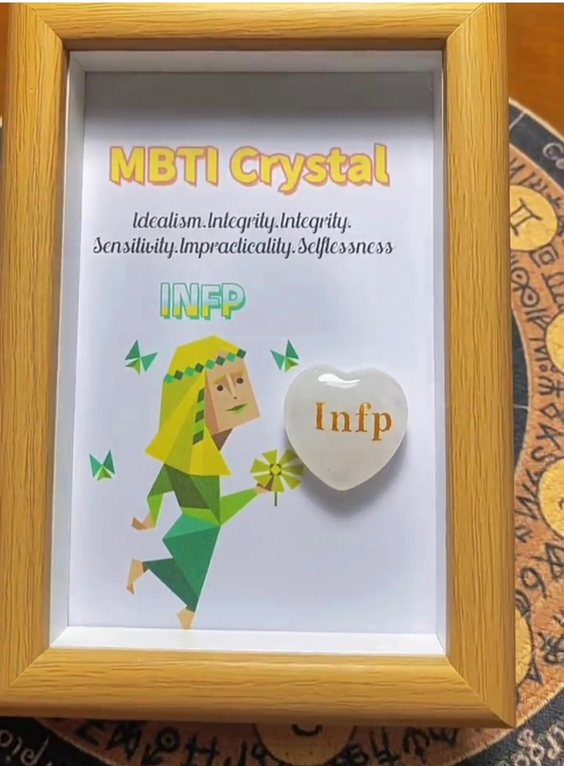 MBTI Crystal frame gift, crystal for healing the heart, MBTI Personality Crystal, Frame gift for he/she, heart shape MBTI gift for healing
