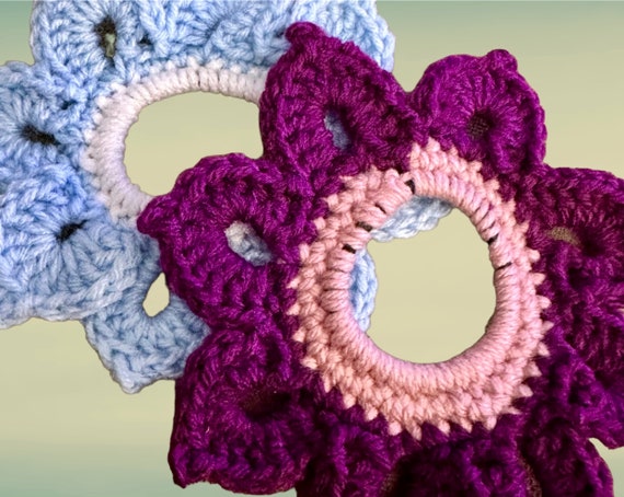 Crocheted Flower Scrunchies: Handmade Hair Accessories