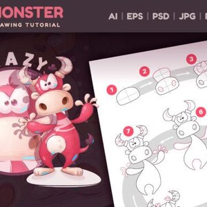 Cute Monster Drawing Tutorial for Kids | Fun Cartoon Illustration | Digital Download