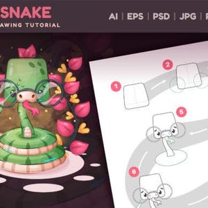Snake Drawing Tutorial for Kids | Fun Cartoon Illustration | Digital Download