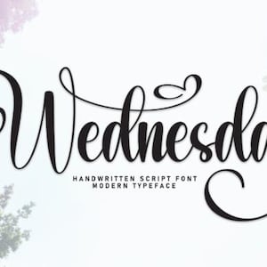 Wednesday Font (Script Font) Downloadable Script Font