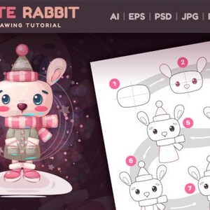 Rabbit Drawing Tutorial for Kids | Cute Cartoon Illustration | Digital Download
