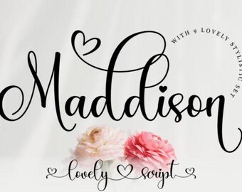 Maddison Script Font: Romantic Calligraphy Typeface (Downloadable Font)