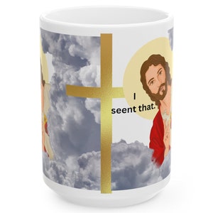 i saw that Jesus Coffee Mug - Funny Jesus I saw That 11oz Mug, Jesus Peeking Coffee Cup, Funny Gift for Christians, Funny Jesus Mug