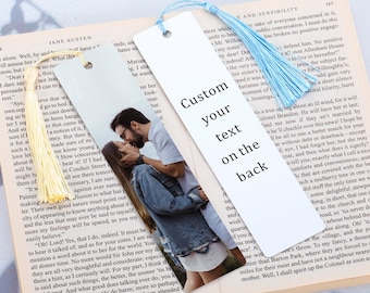 Custom Photo & Text Bookmark with Tassel Anniversary Gifts for Boyfriend Men Valentines Day Gifts for Him Her Personalized Couple Gifts