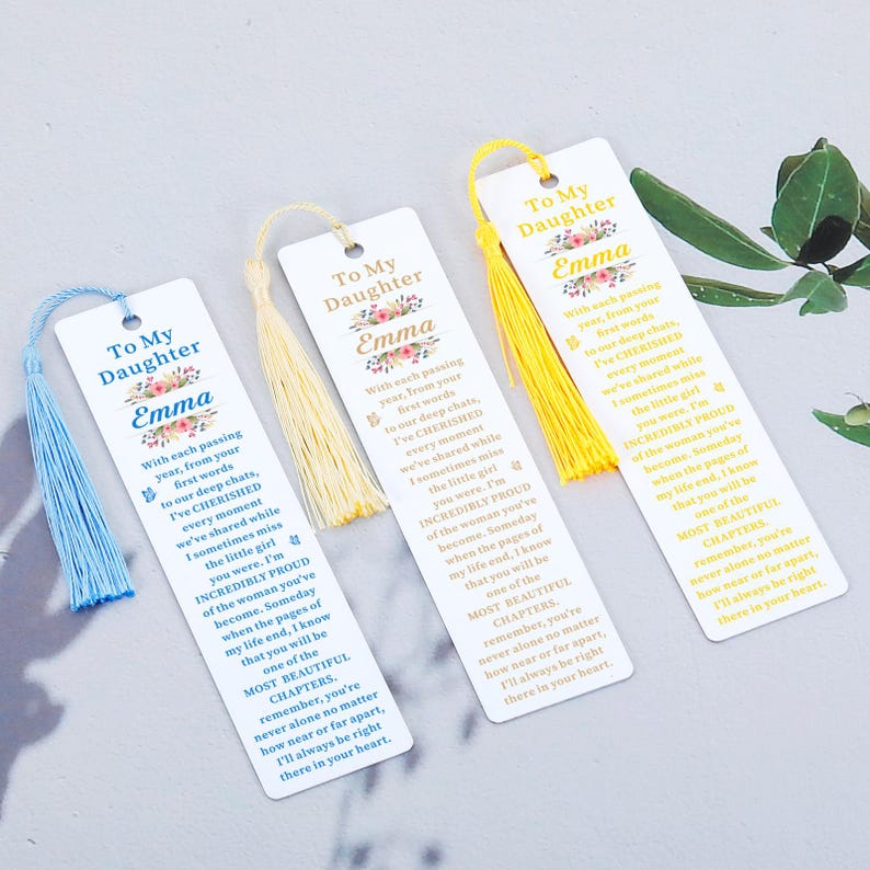Custom Daughter Bookmark Gifts Personalized Name Back to School Gifts for Kids from Mom Dad 16th 18th 21st Birthday Gift for Teen Girls Style 6