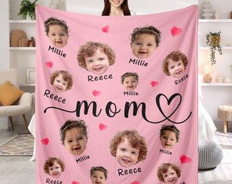 Mothers Day Gift for Mom, Custom Baby Photo Blanket for Grandma, Mom, Personalized Blanket with Baby Face, Grandma Gift, Baby Shower Gift