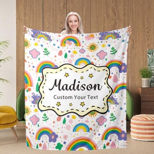 Custom Name Text Blanket Gifts Personalized Flannel Throw Blanket for Daughter Son Kids Valentines Birthday Gifts for Girls Boys Women Men