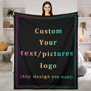 Custom Blanket with Your Design Text Logo Picture Personalized Throw Blanket Company Business Team Coworker Appreciation Gifts for Women Men