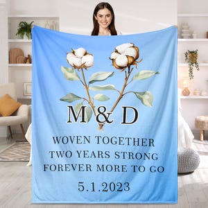 Personalized 2 Year Anniversary Blanket Gifts, Anniversary Throw Blanket for Him Her, Two Year Wedding Anniversary Gift, 2nd Anniversary