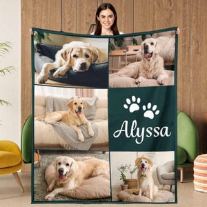 Manta con foto de perro personalizada, manta con foto de mascota personalizada, mantas para perros personalizadas con nombre, regalos para amantes de los perros, regalos para amantes de las mascotas