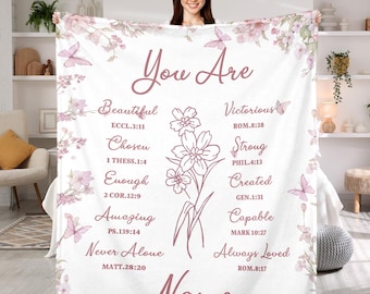 Gepersonaliseerd je bent bijbelvers deken, aangepaste voornaam deken voor vrouwen, paasdoopcadeaus voor katholieken meisjes dochter haar moeder
