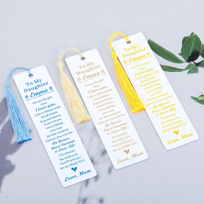 Custom Daughter Bookmark Gifts Personalized Name Back to School Gifts for Kids from Mom Dad 16th 18th 21st Birthday Gift for Teen Girls Style 4