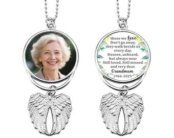 Personalized Memorial Photo Pendant Double Sided Printing Car Hanging Ornaments Sympathy Condolence Bereavement Gifts for Loss of Loved Ones