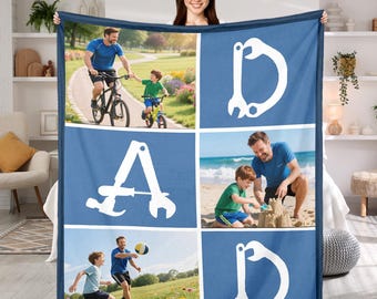 Fathers Day Blanket for Dad Custom Photo Throw Blanket for Dad Picture Blanket Personalized Gift for Dad Papa Daddy Grandpa Fathers Day Gift