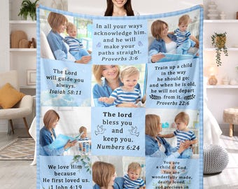 Gepersonaliseerde doopdeken voor baby, doopcadeau voor peetdochter, babyfoto doopquilt, paascadeaus voor meisje, doopcadeau