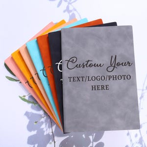 Cuaderno personalizado, cuaderno personalizado, libro de fotos con logotipo y texto personalizado, diario personalizado, diario de cuero grabado, obsequios de empresa, obsequio de agradecimiento
