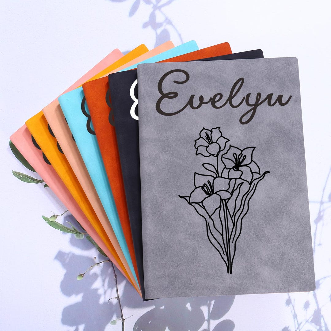 Birth Note Book Custom Birth Flower Notebook, Custom Name Journal, Christmas Basket ...