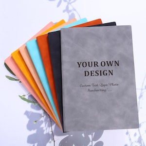 Personalized Notebook A5, Custom Text Notebook, Custom Journal, Your Own Design Leather Notebook, Company Logo Gift, Quote Notebook Cover