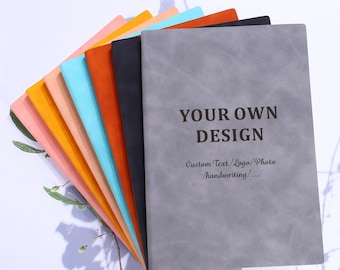 Personalized Notebook A5, Custom Text Notebook, Custom Journal, Your Own Design Leather Notebook, Company Logo Gift, Quote Notebook Cover