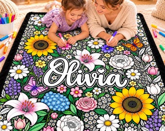 Color Your Own Blanket With 24 Fabric Markers, DIY Flannel Coloring Blanket, Personalized Kids Art Gift Kit, Dinosaur Floral Animal Designs