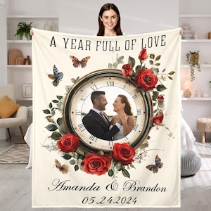 Coperta personalizzata con foto, nome e data, regalo di anniversario personalizzato, coperta per fidanzata, fidanzato, lei, lui, donna, uomo, regalo di nozze