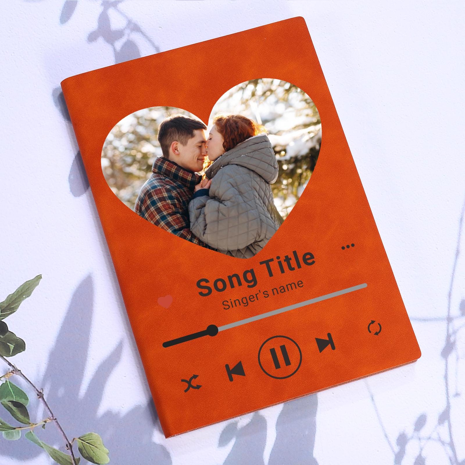 Personalized Notebook, Custom Photo Notebook, Engraved Leather Journal, Couples Christmas Gifts, Anniversary Gifts for Boyfriend Girlfriend