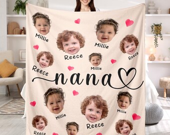 Custom Baby Face Photo Blanket, Photo Blanket, Throw Blanket for Kids, Personalized Blanket with Baby Face, Mothers Day Gift, Grandma Gifts