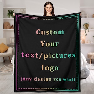 Personalized Photo Blanket Custom Logo Blanket Appreciation Gift For Company Corporate Coworker Retirement Gift for Dad Your Design Here