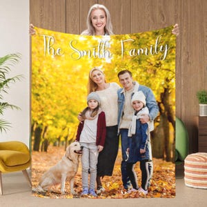 Custom Photo Blanket, Personalized Family Photo Blanket, Mothers Day Gifts, Custom Gifts for Mom Grandma, Memory Picture Blanket customized