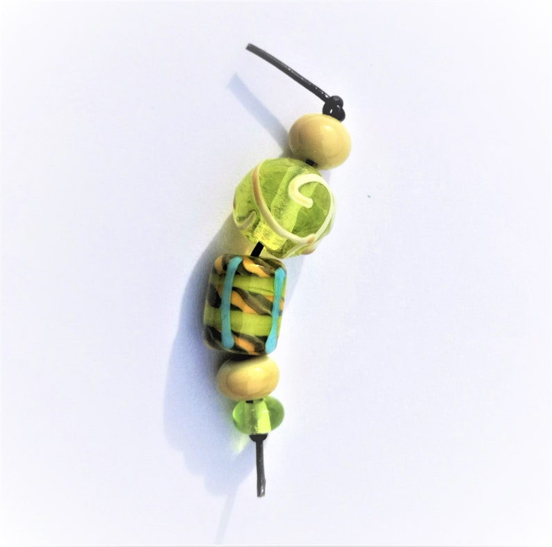 Yellow and green and beige bead set