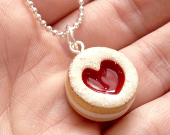 Food Jewelry, Scented Heart Cookie Necklace, Valentine's Day Gift, Gift for Foodie, Birthday Gift For Her, Linzer Tart, Austria Linzer Torte